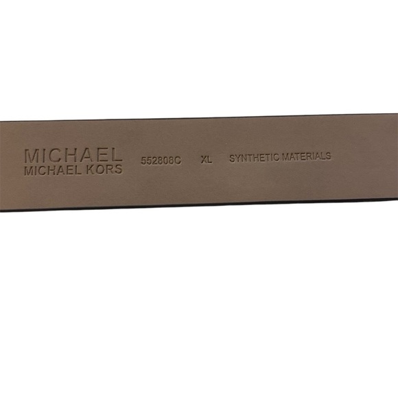MICHAEL Michael Kors Monogram Brown and Gold Leather Belt with Textured Finish main image 4